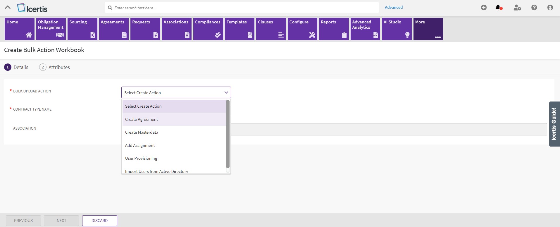 screenshot of Icertis Contract Intelligence